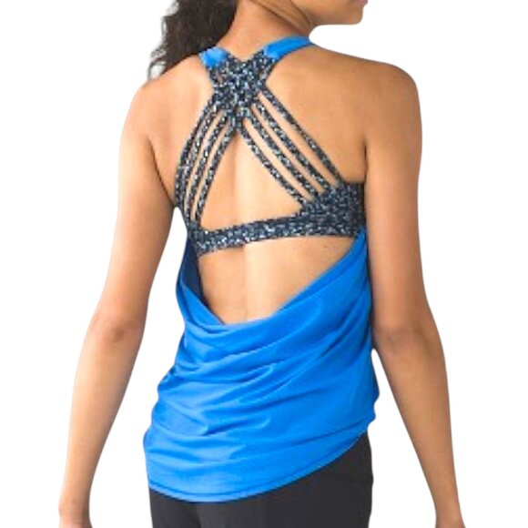Lululemon Wild Tank Pipe Dream Blue Digi Pixie Caspian Black Crisscross Back - Picture 6 of 6
